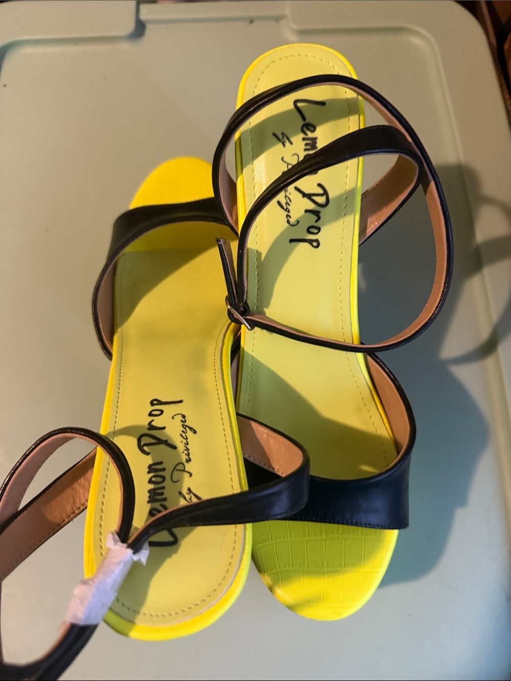 Lemon Drop by Privileged Yellow & Black Strappy Sandal